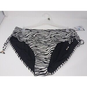 Zebra Stripe Plus Size 1X Women‎ Mid Rise Bikini BOTTOM Adjustable Sides